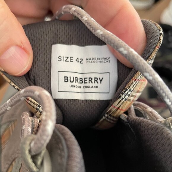 Burberry‎ 8043864 Men\'s Arthur Check Gray Canvas/Suede Sneakers 9 US (42 Eu) main image 14